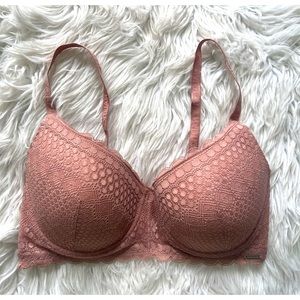 Nautica Intimates Lace Bra Underwire Padded Size 40DD Mauve Rose Pink